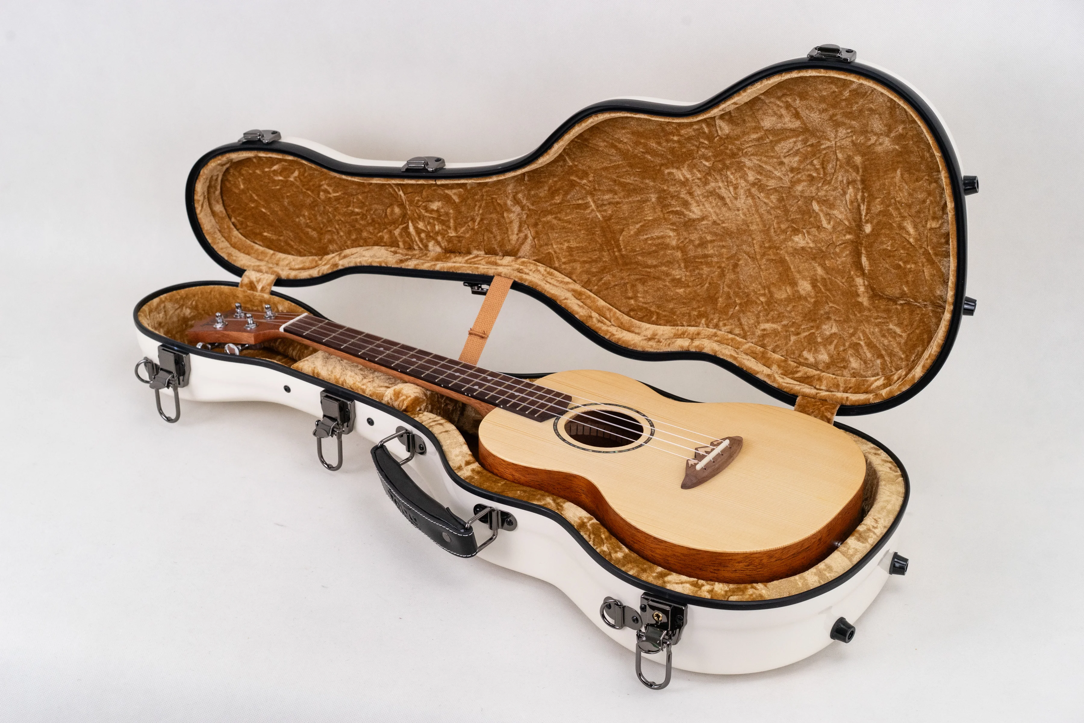 Premium Fiberglas Bariton Ukulele-Koffer  - Weiß